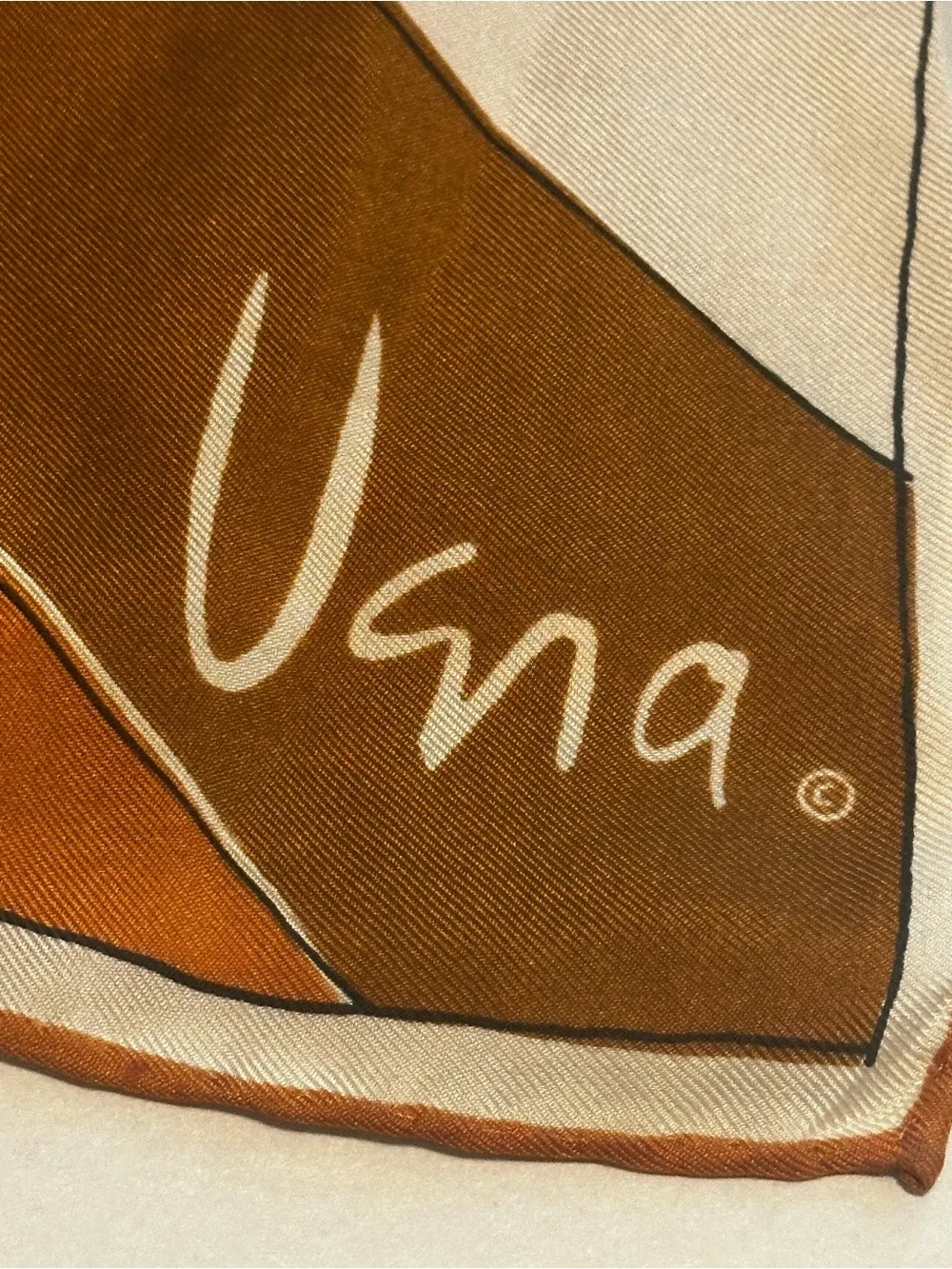Vintage Vera Neumann Geometric Square Scarf Brown Orange Red